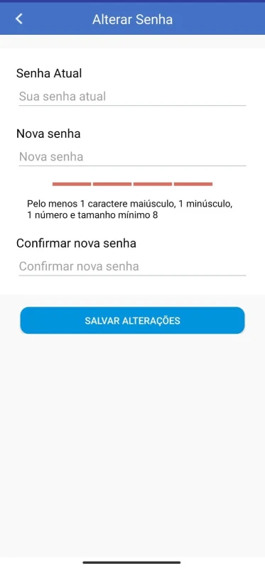 Formulário de troca de senha