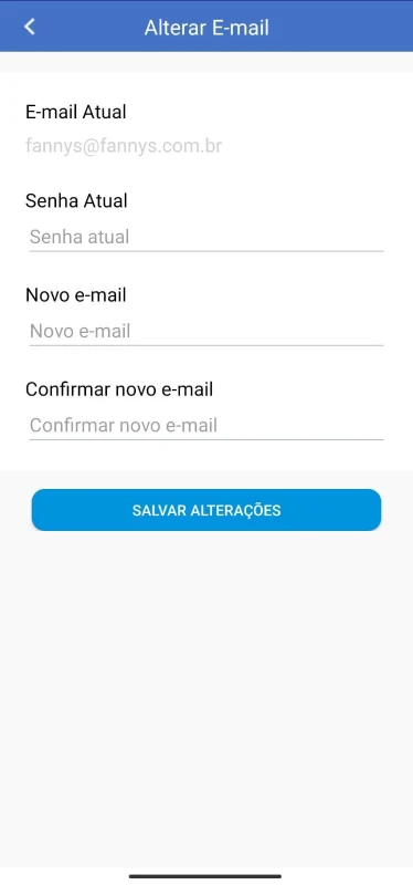 Formulário de troca de e-mail