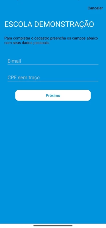 Campos de e-mail e CPF no cadastro