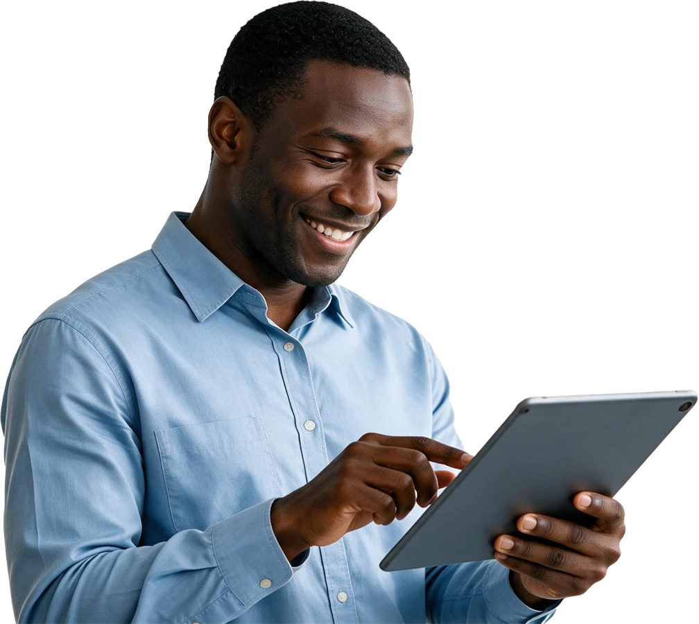Professor lançando notas no Acadesc pelo tablet